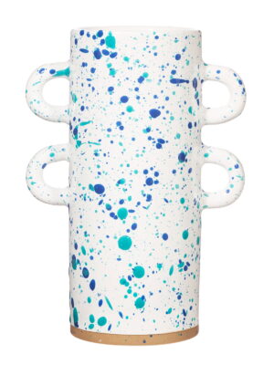 Turquoise and Blue Splatterware Large Vase