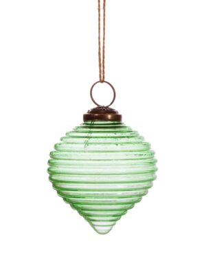 Green Recycled Glass Rippled Bauble