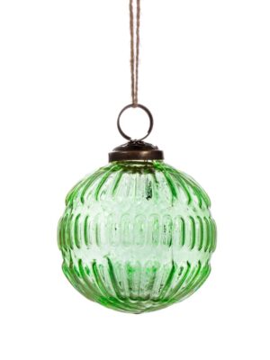 Green Recycled Glass Grooved Bauble
