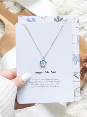 Forget-Me-Not Flower Necklace on Greeting Card