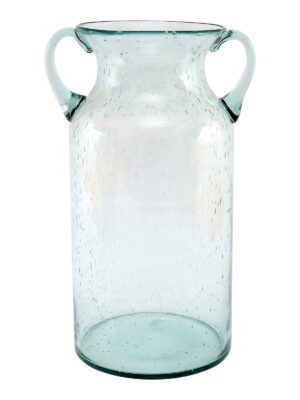 Glass Flower Vase with Handles Daisy Bubble Design 25cm