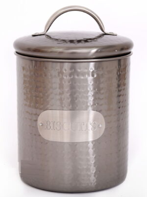 Grey Stainless Steel Biscuit Tin