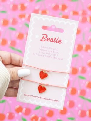Pair of Besties Enamel Heart Charm Bracelets