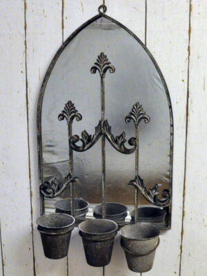 Rusty Wall Mirror With Triple Planter