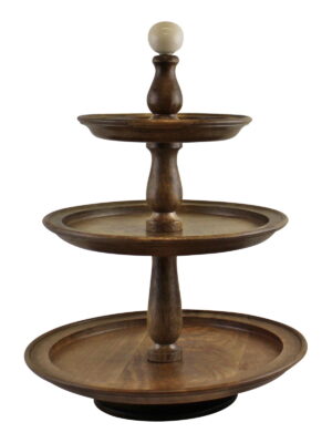 Country Cottage 3 Tier Mango Wood Cake Stand