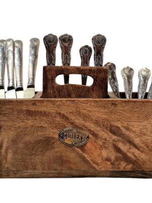 Mango Wood Cutlery Stand with Handle