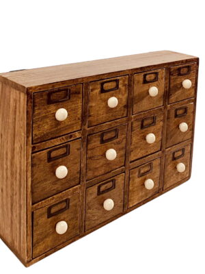 12 Drawer Solid Mango Wood Trinket Chest/Draw With Ceramic Knob Handles