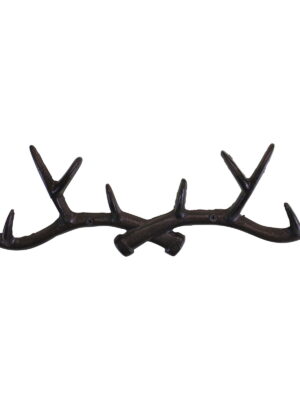 Rustic Cast Iron Wall Hooks, Stag Antlers, Large