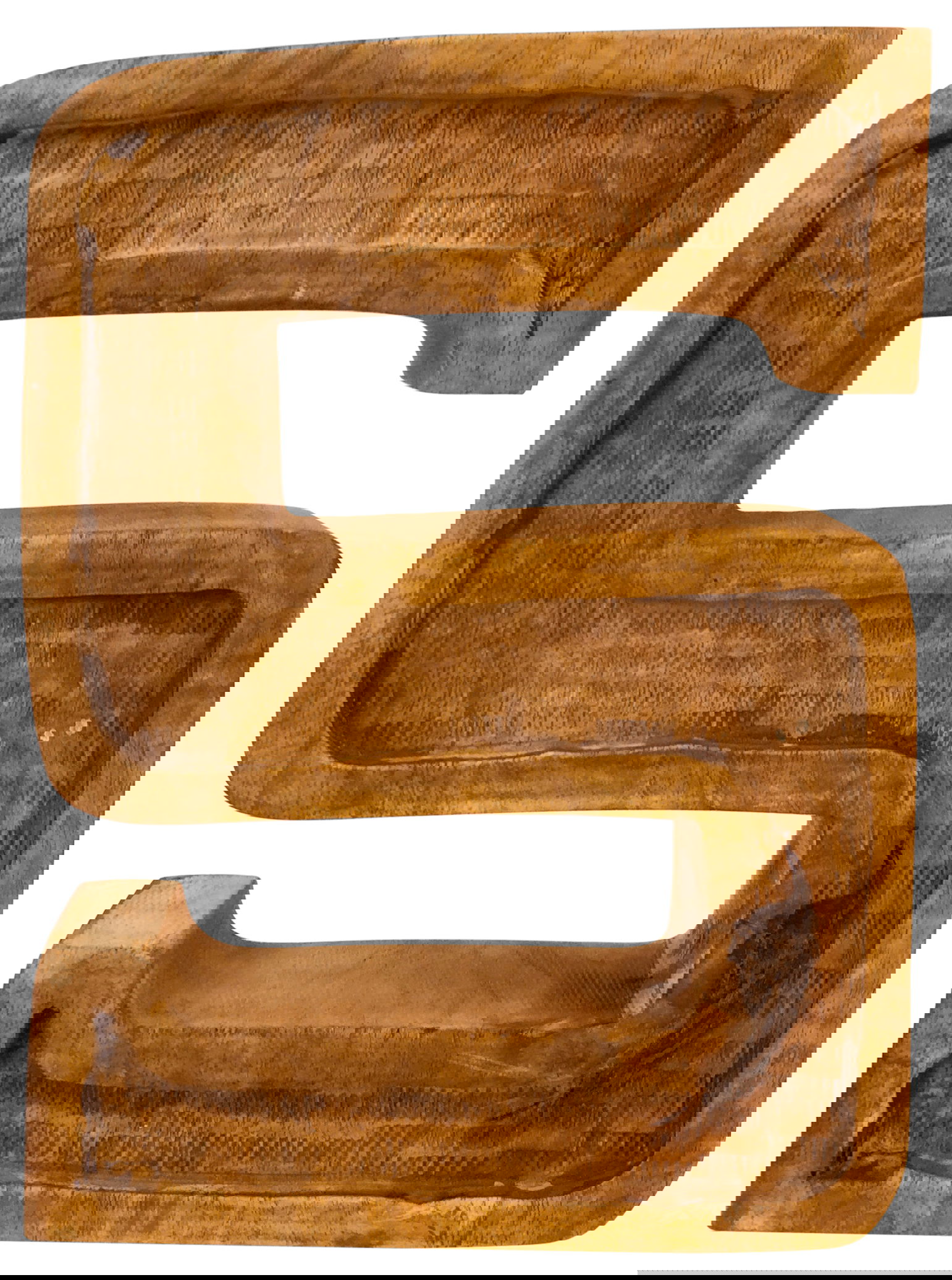 Hand Carved Wooden Embossed Letter S