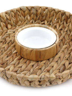 Circular Raffia Weaved Chip & Dip Tray 35cm