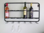Wall Mounted Six Bottle And Wine Glass Holder