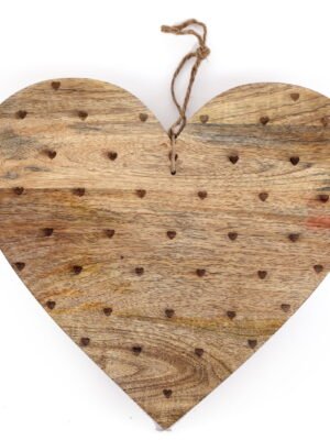 Heart Shaped Wooden Chopping Board Burnt Heart 40cm