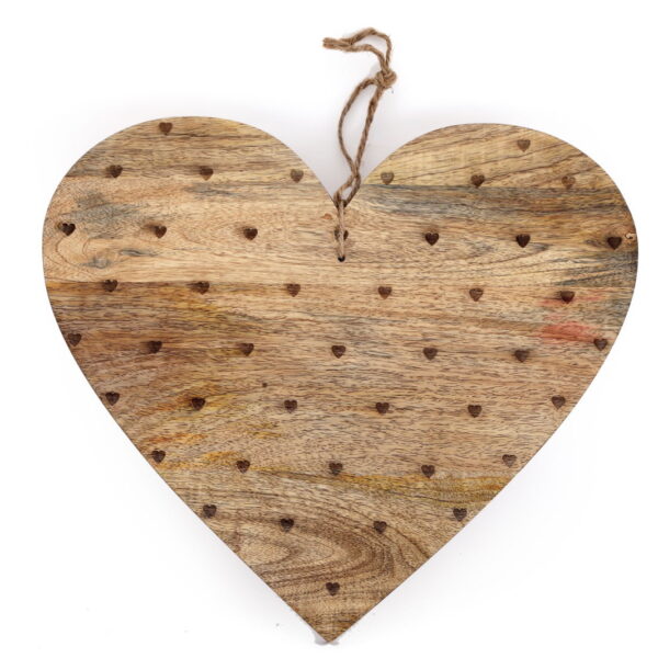 Heart Shaped Wooden Chopping Board Burnt Heart 40cm