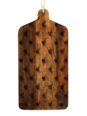 Hearts Design Engraved Wooden Cheese Board