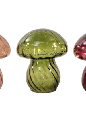 Coloured Glass Mushroom L.E.D Light Set of 3 G/P/P