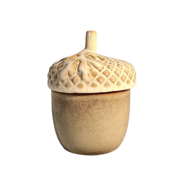 Ceramic Acorn Pot With Lid 13.5cm