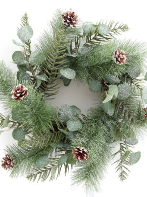 Christmas Eucalyptus and Icy Pinecone Wreath