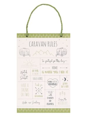 30cm Happy Camper Caravan Rules Hanging Sign