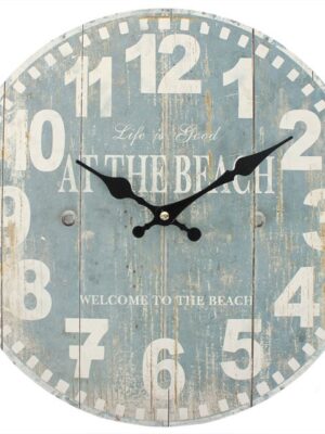 Distressed Look Blue Beach Wall Clock