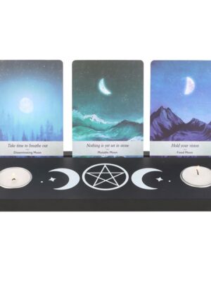 Black Triple Moon Tarot Card Stand Tealight Holder