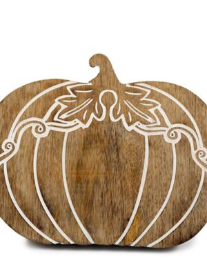 25cm Wooden Carved Pumpkin