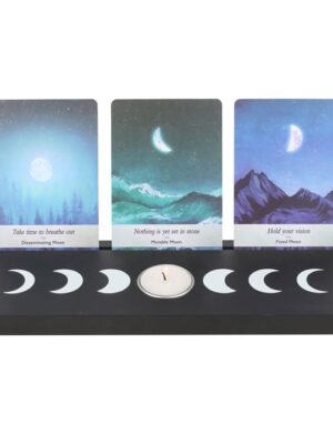 Black Moon Phase Tarot Card Stand Tealight Holder