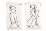 Set of 2 Silhouette Women Design White Rugs