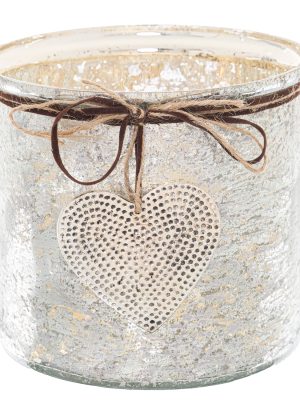 Mercury Hammered Heart Large Candle Holder