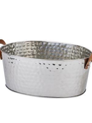 Silver Large Leather Handled Champagne Cooler