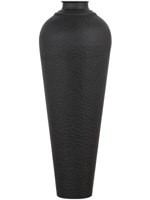 Matt Black Medium Hammered Vase With Lid