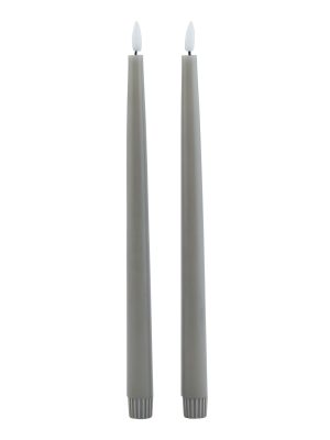 Luxe Collection S/2 Grey LED Wax Dinner Candles