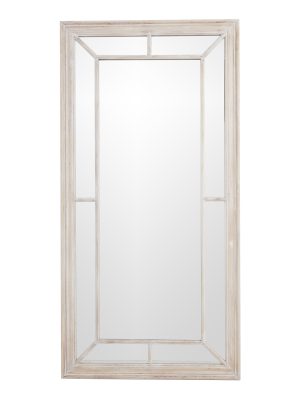 Large Washed Wood Framed Window Mirror