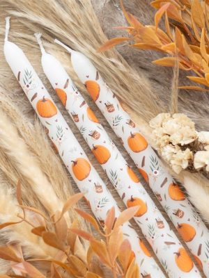 Set of 3 Pumpkin Taper Candles