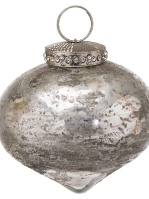 The Noel Collection Silver Christmas Teardrop Bauble