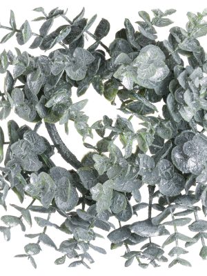 Small Frosted Eucalyptus Candle Wreath