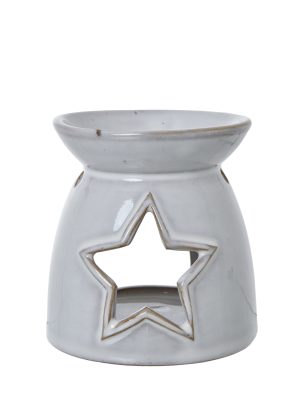 White Ceramic Star Cut-Out Wax Melt Tealight Holder