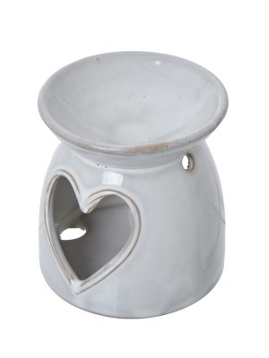 White Ceramic Heart Cut-Out Wax Melt Tealight Holder