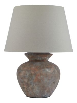 Siena Brown  Round Table Lamp With Linen Shade