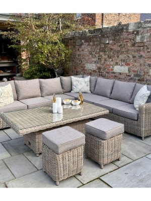Amalfi Outdoor Large Corner Set With Riser Table + 2 Stools