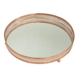 Copper Coloured Mirror Candle Plate
