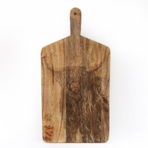 Wooden Chopping Board With Highland Cow Engraving 50cm