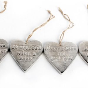 Small Hanging Silver Heart with Love Quote