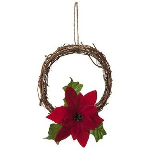 6 Inch Rattan Wreath With Poinsettia In Pp Bag With Header Card