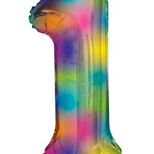 (34 inch) Number Balloon - 1 - Rainbow