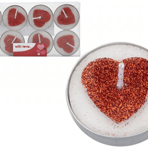 Pack of 8 Glitter Heart Candles