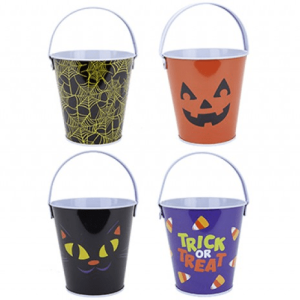 Printed Halloween Tin Candy Buckets (Assorted)