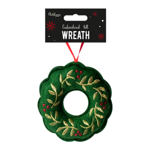 Embroidered Felt Wreath Decoration (10cm)