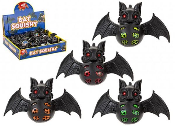 Black Bat Squishy with Neon Bead Toy