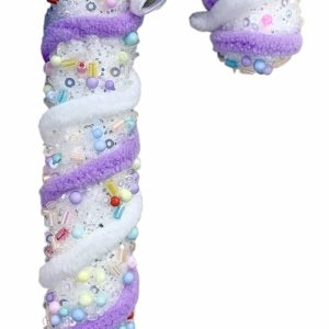 White and Purple Candy Cane Hanging Decoration (17cm)