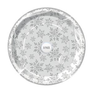 Foil Snowflake Paper Plates (8 Pack)